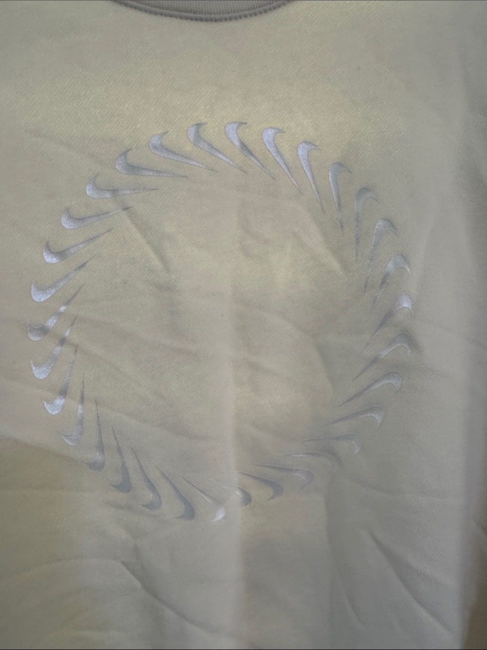 Nike Cream Crewneck Sweatshirt with Subtle Reflective Swoosh Circle - Picture 5 of 7